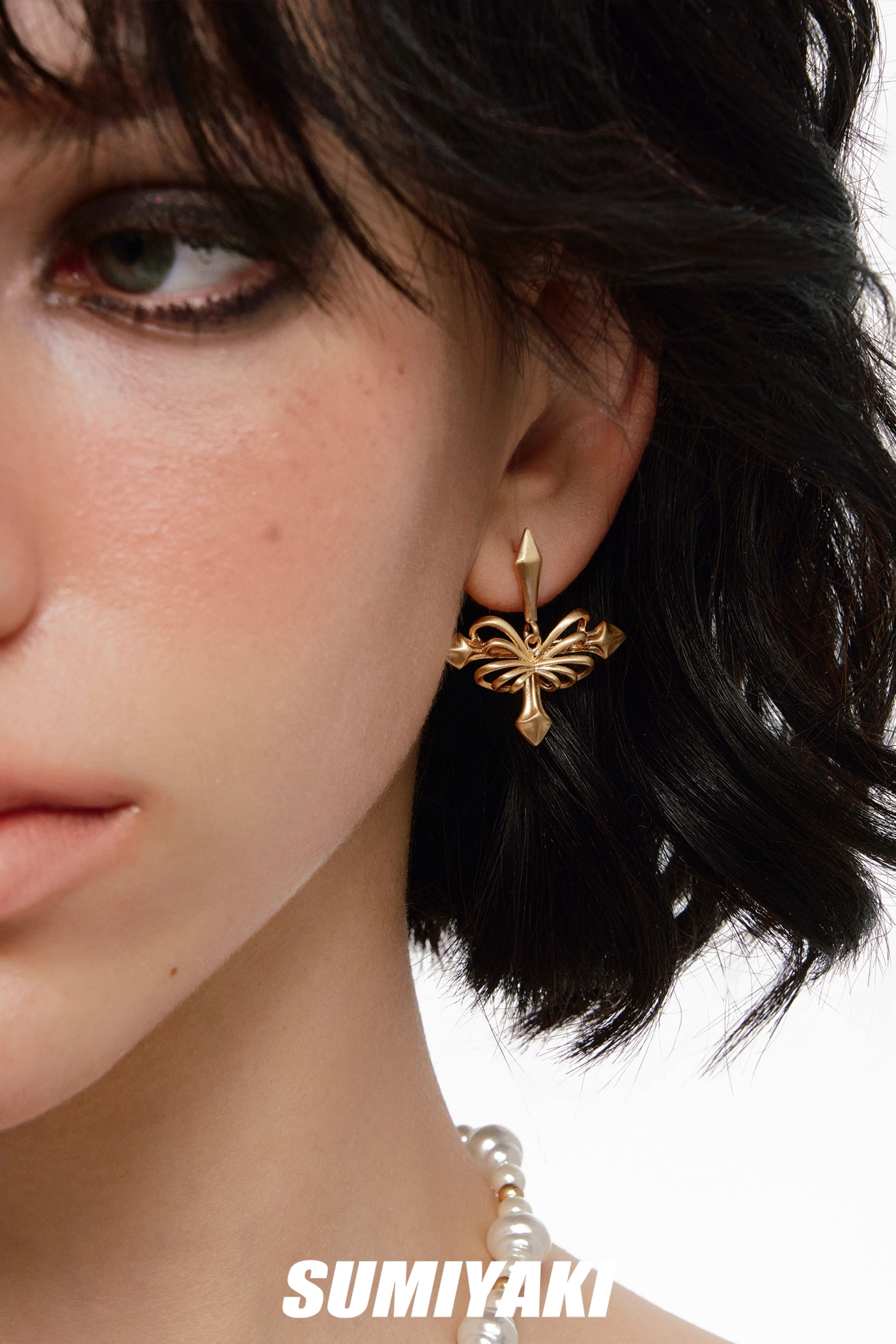 Skeletal Butterfly Cross Earrings