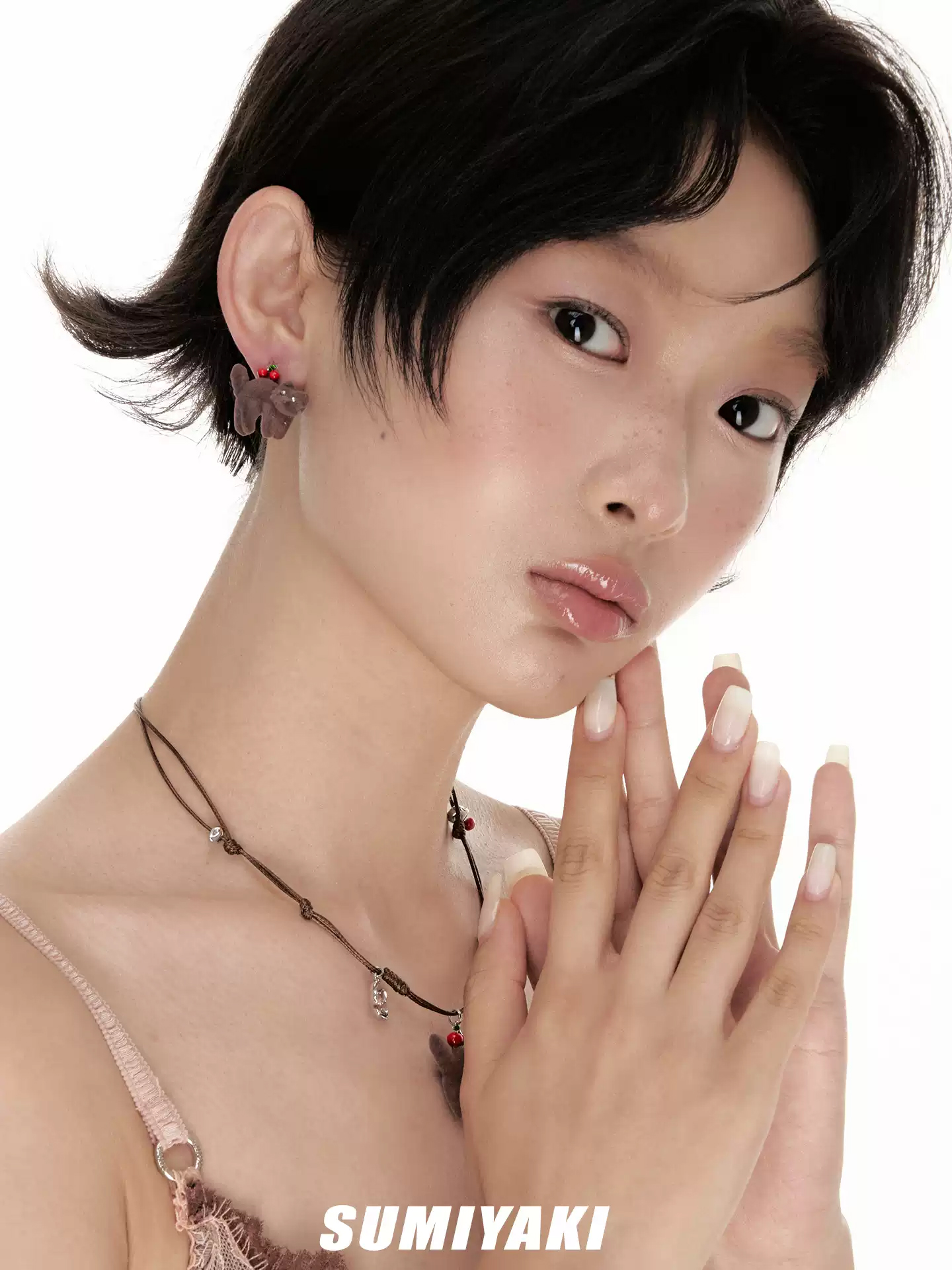 Sweet Cherry Fluffy Cat Necklace