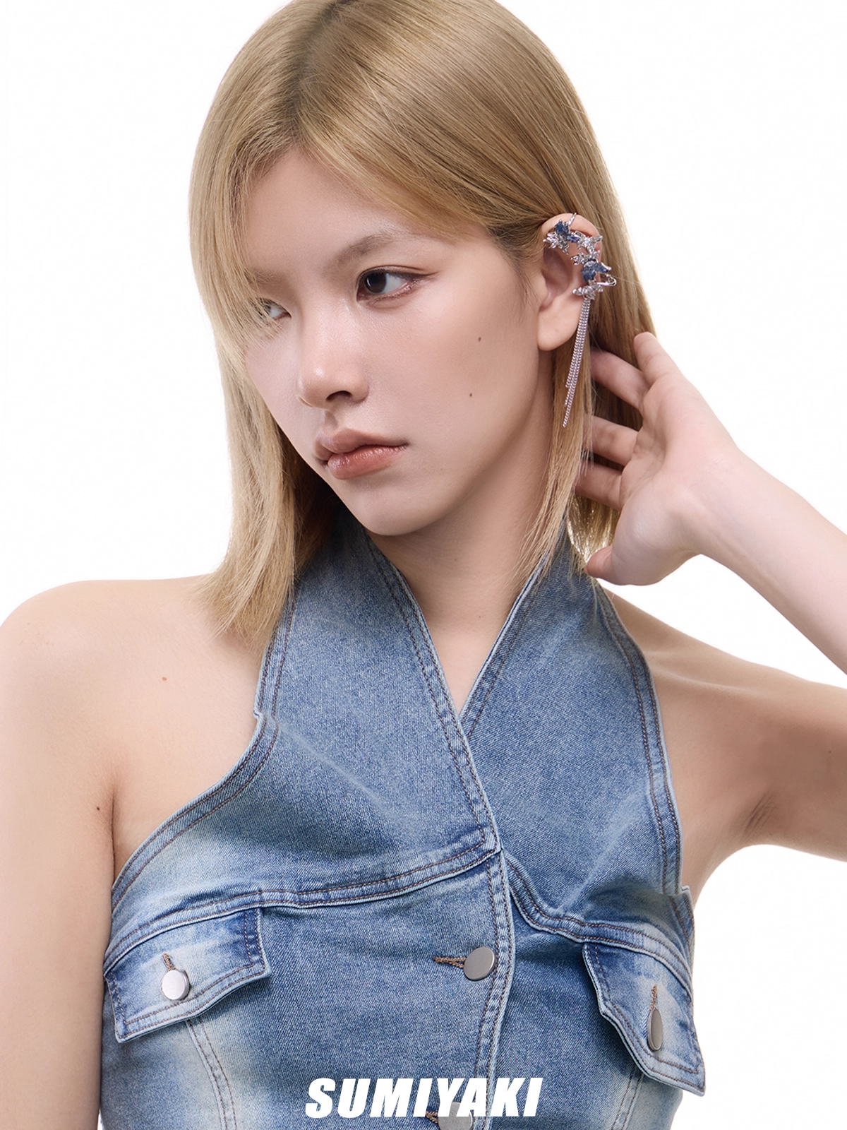 Glacial Butterfly Tassel Ear Cuff