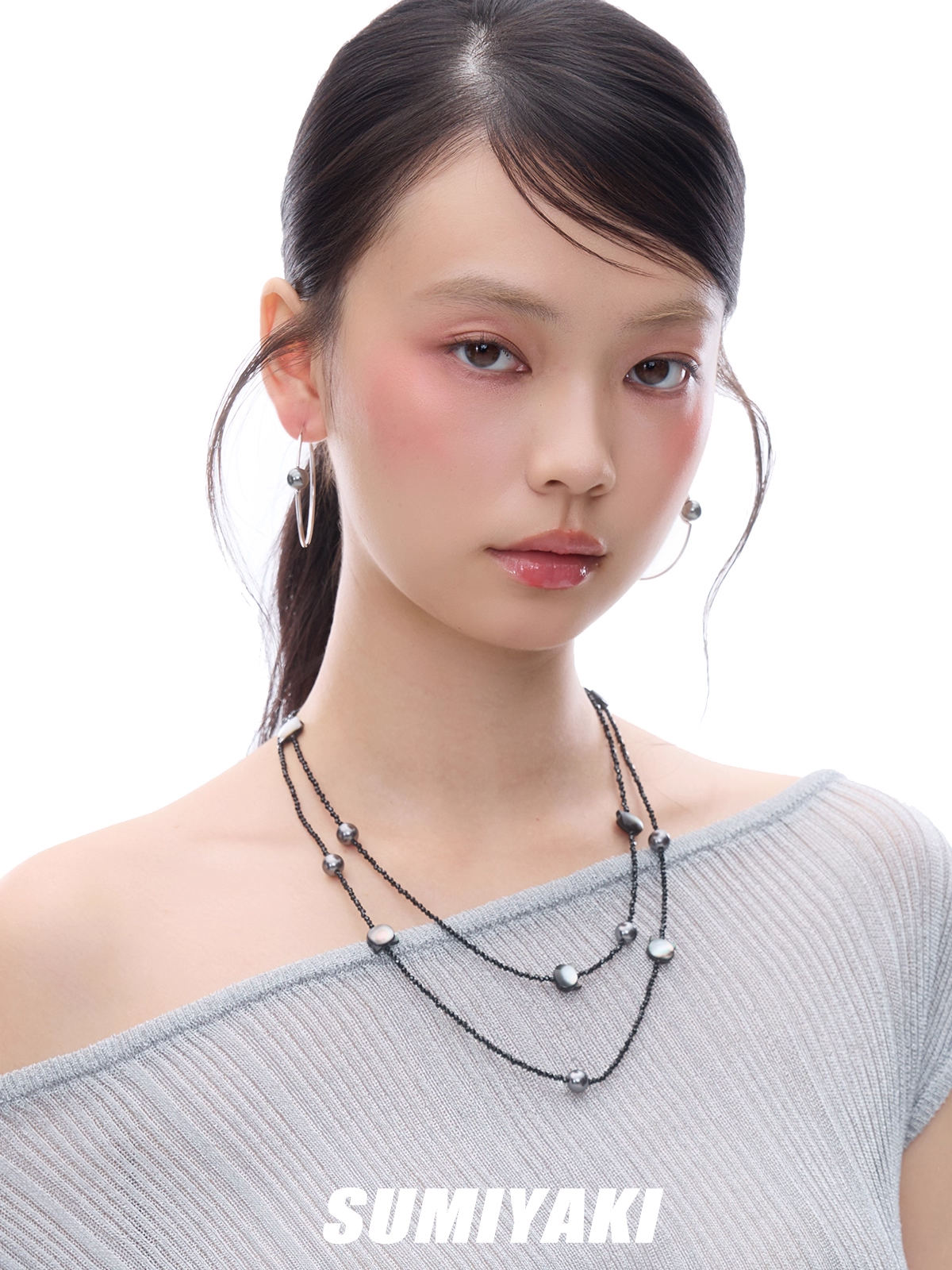 Shell Cat Long Pearl Necklace