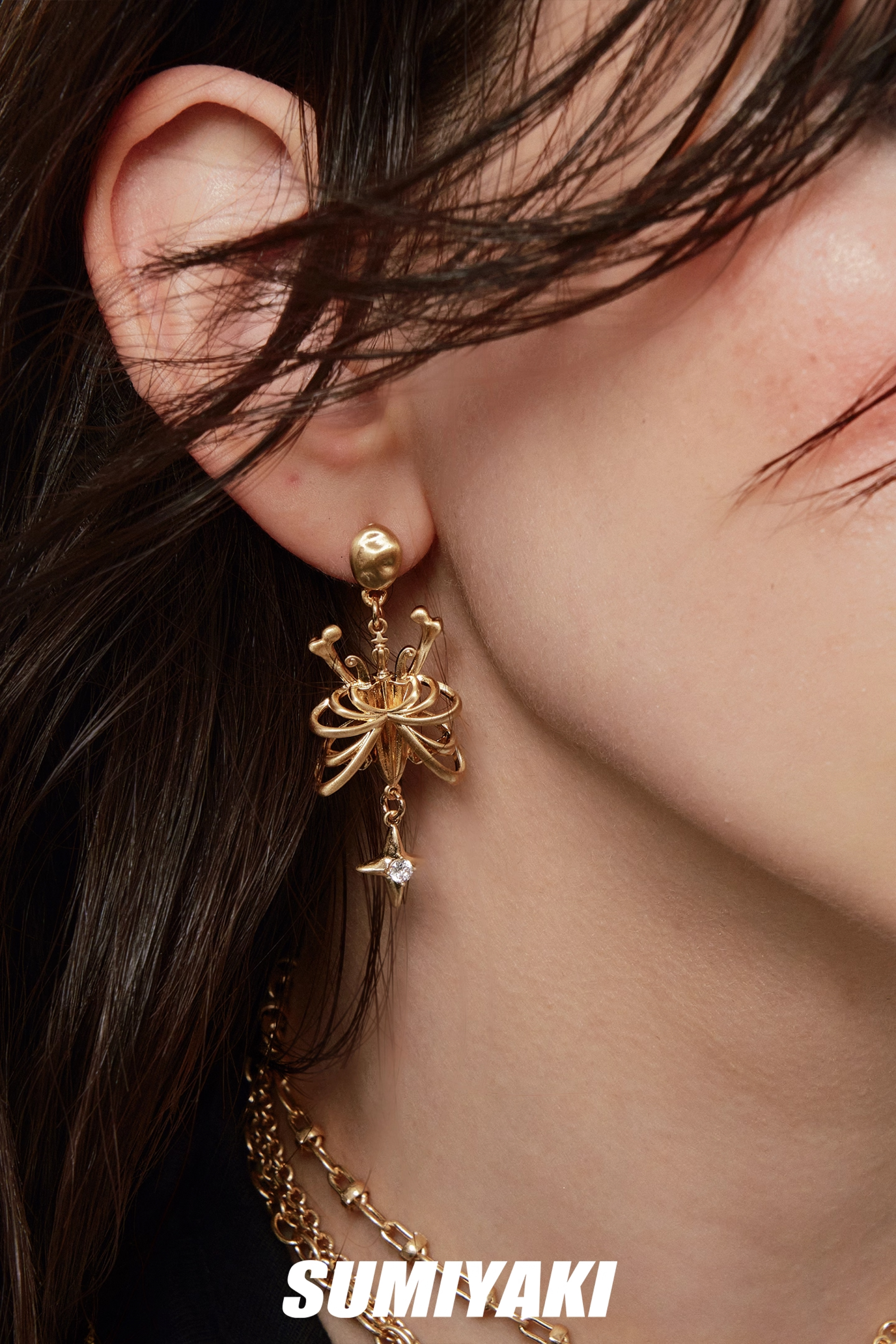 Skeletal Butterfly Star Earrings