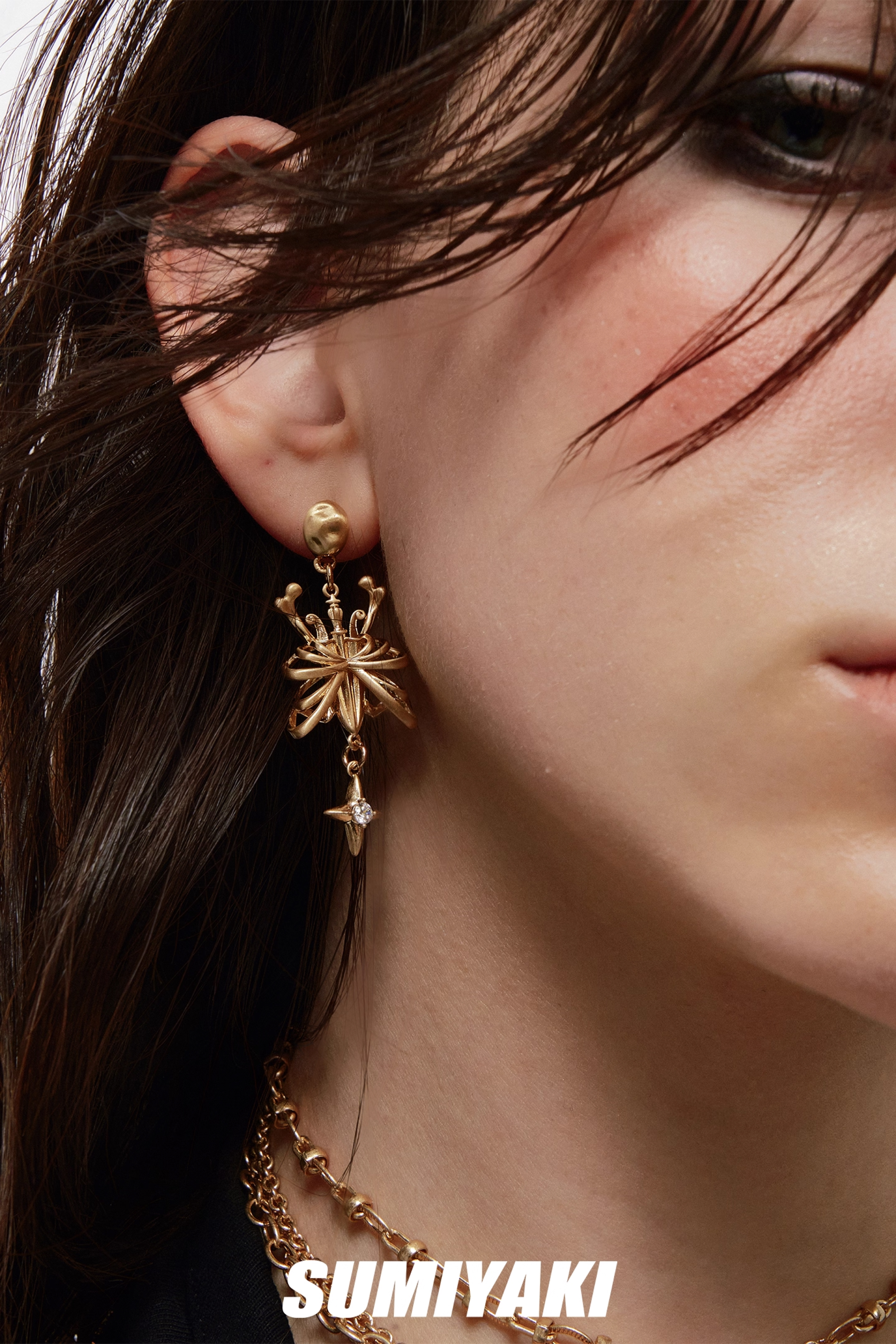 Skeletal Butterfly Star Earrings