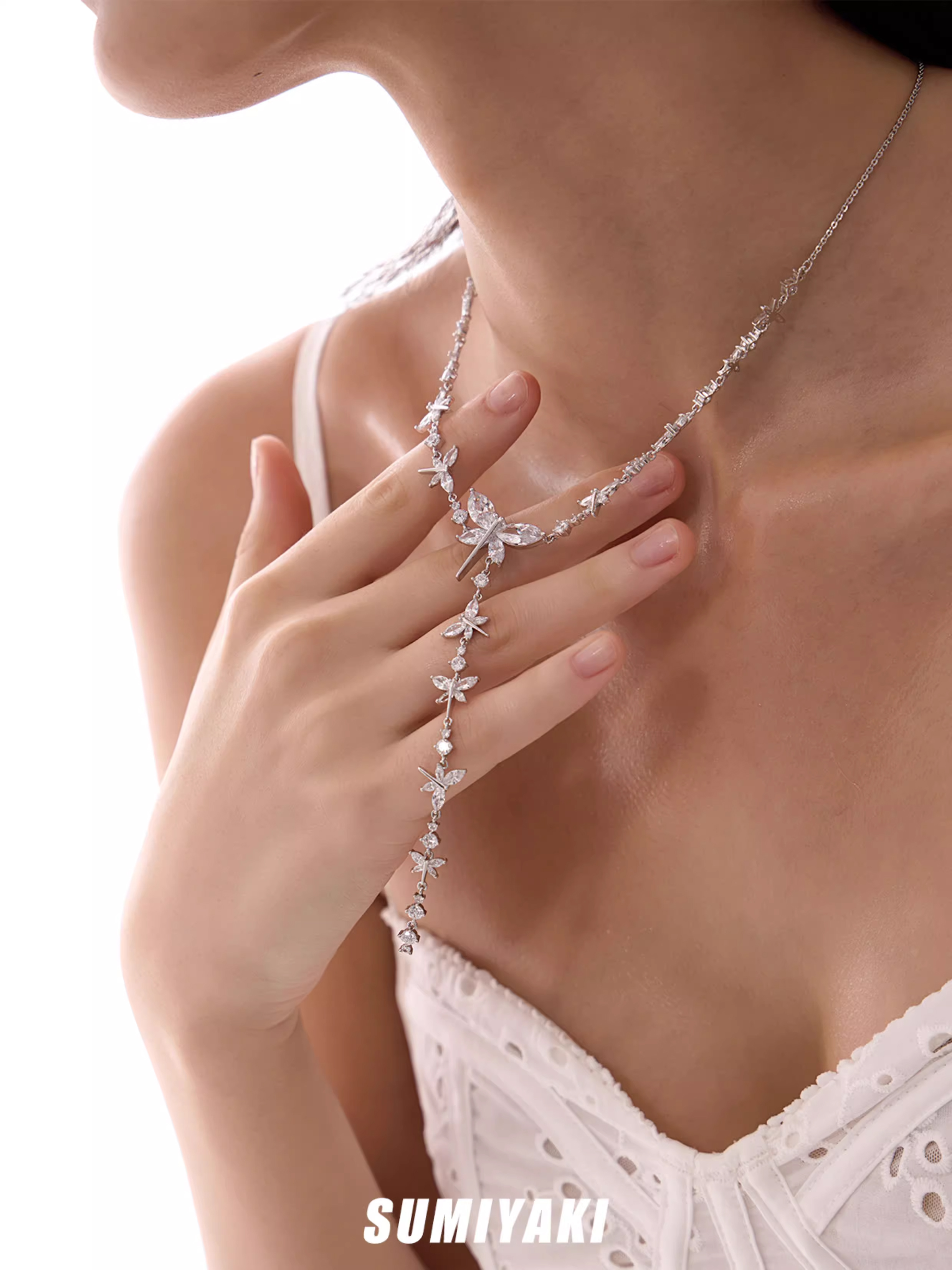 Crystal Dragonfly Tassel Lariat