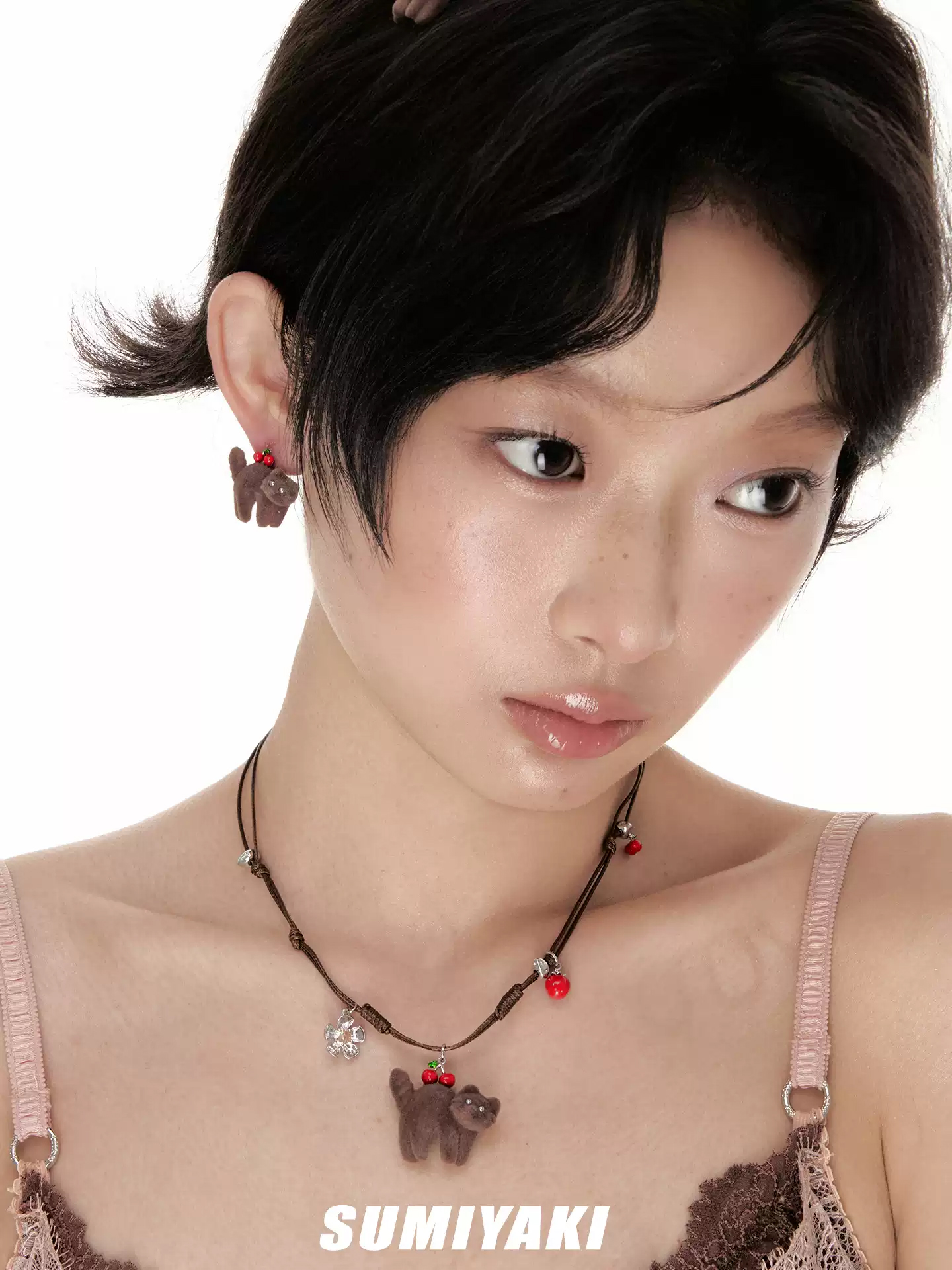 Sweet Cherry Fluffy Cat Earrings