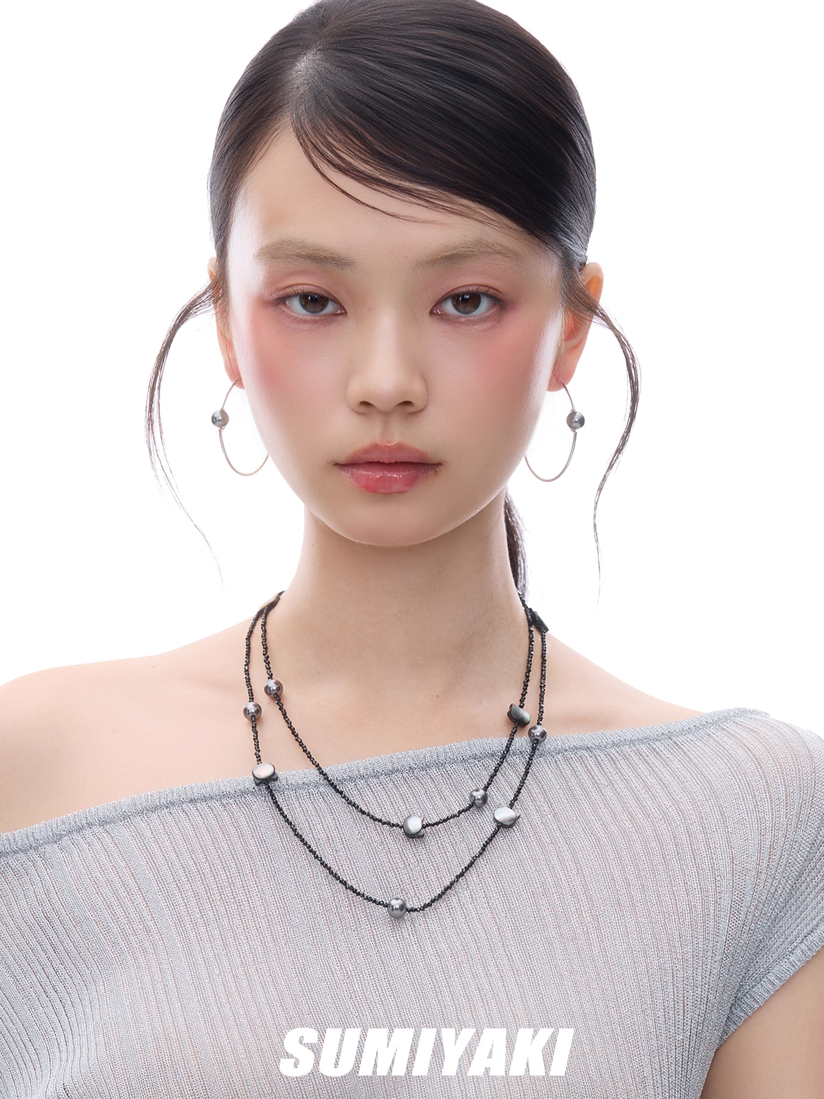 Shell Cat Long Pearl Necklace