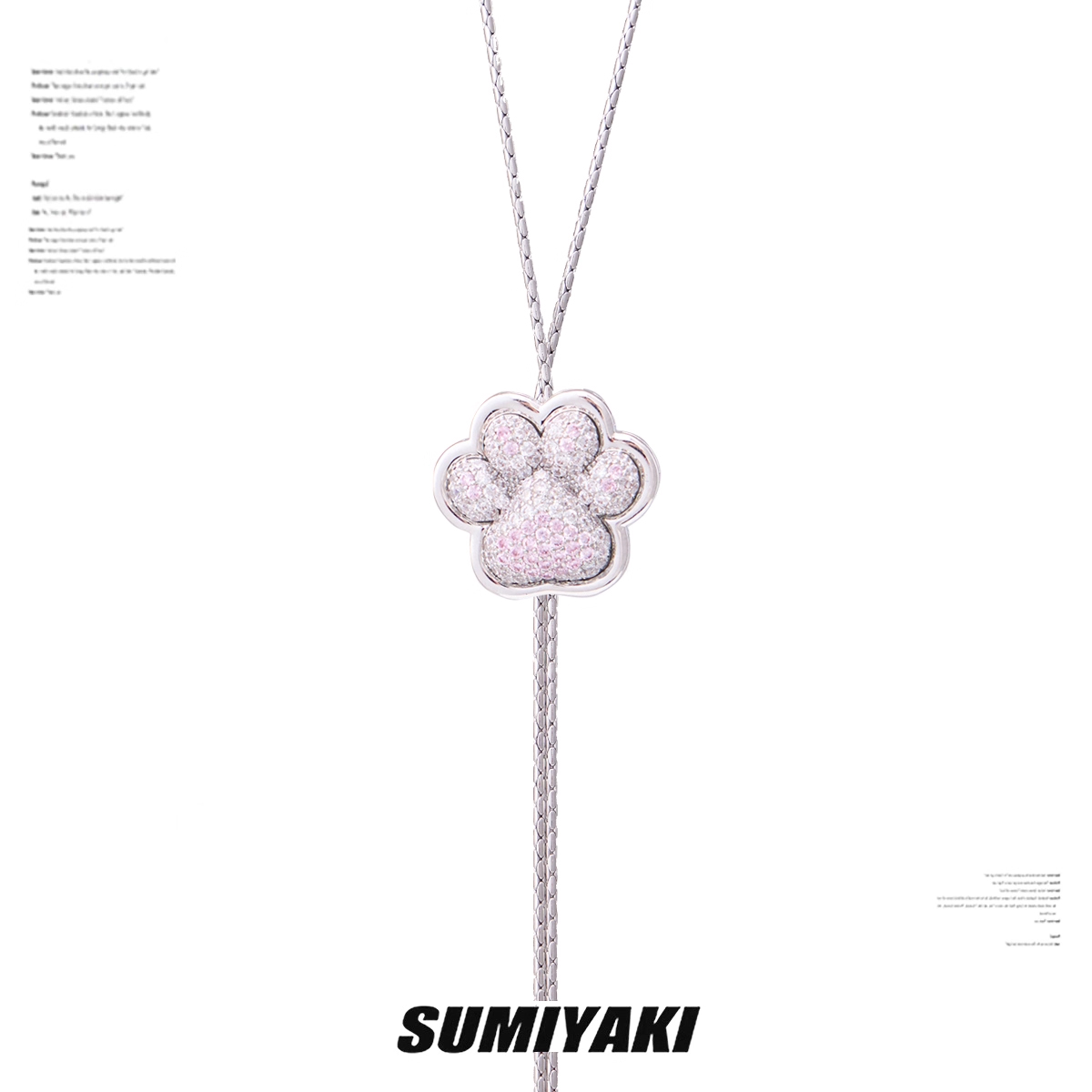 Pink Paw Crystal Lariat Necklace