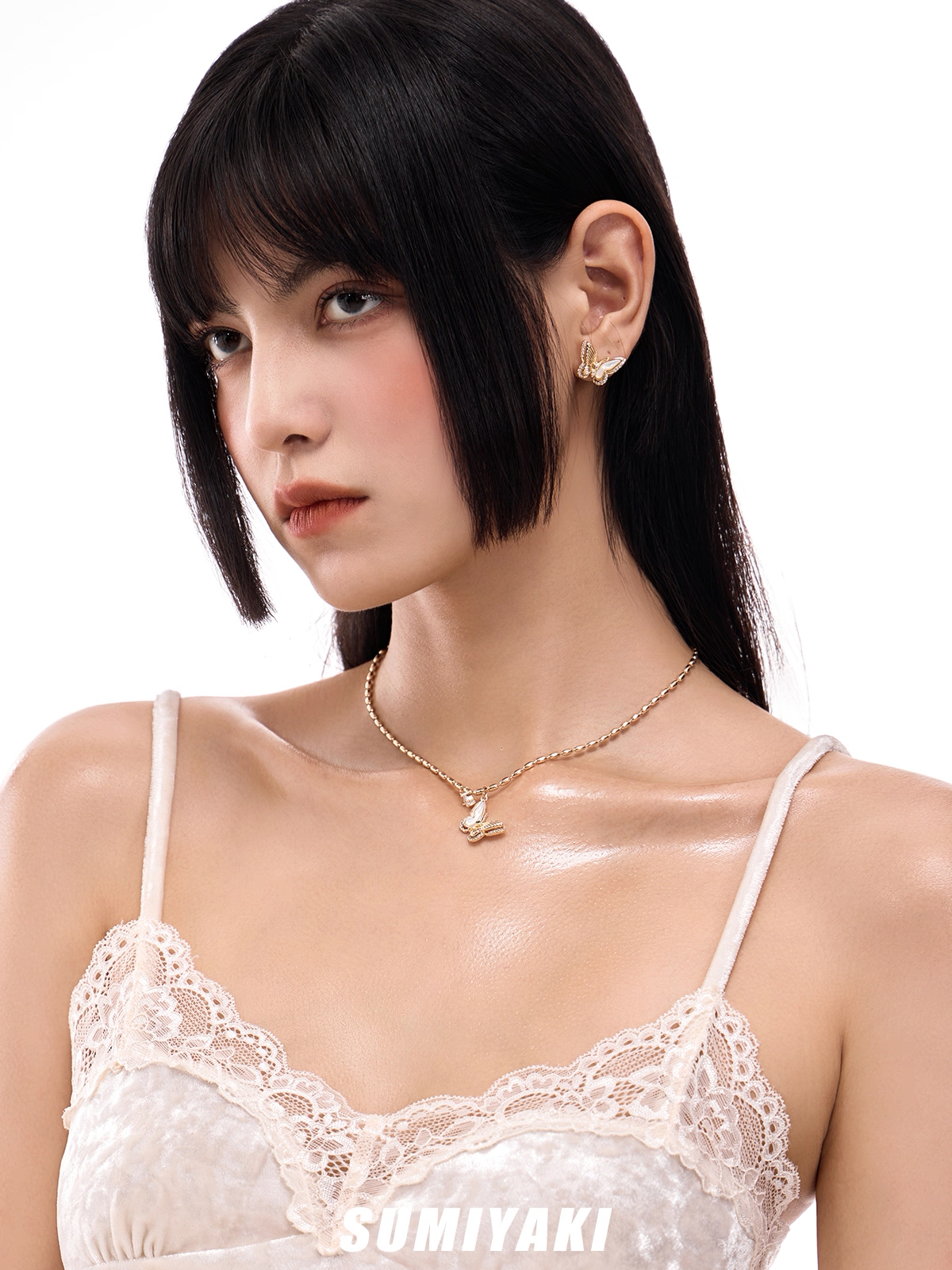 Golden Butterfly Stud Earrings