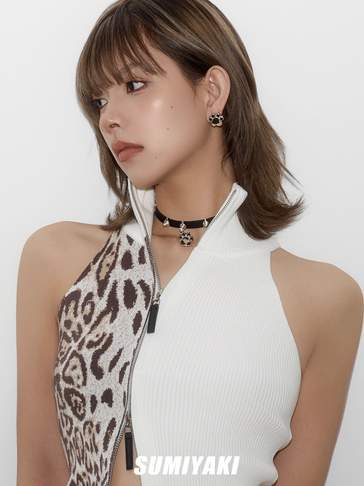 Leopard Kitty Cat Face Stud Earrings