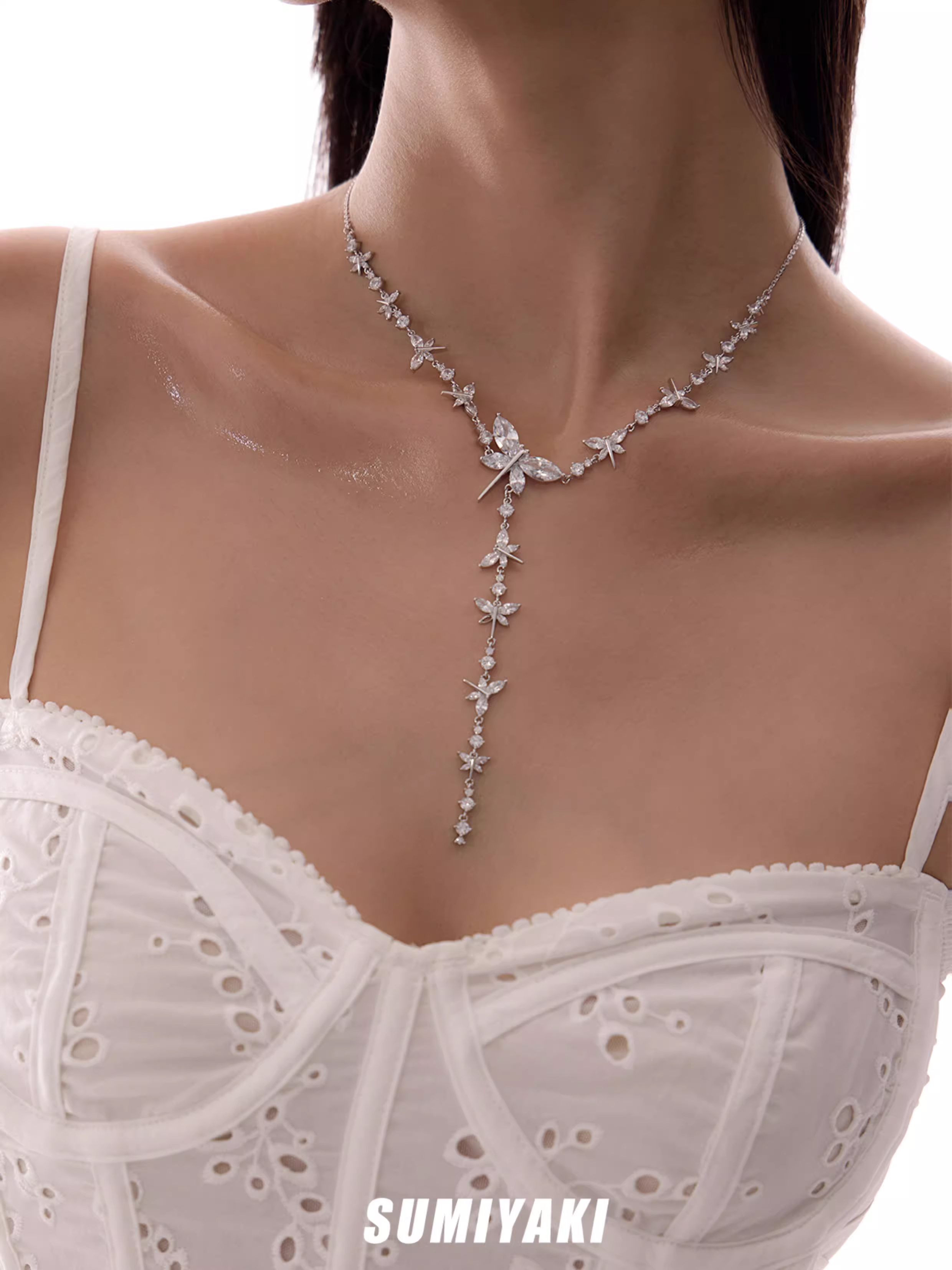 Crystal Dragonfly Tassel Lariat