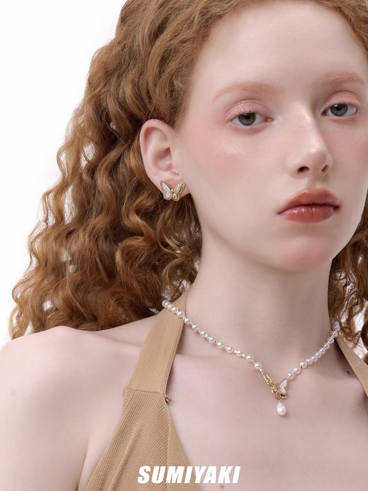 Golden Butterfly Pearl Necklaces