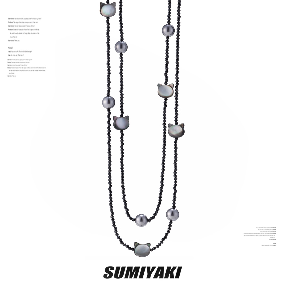 Shell Cat Long Pearl Necklace