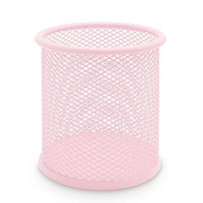 Pink Metal Mesh Pen Holder