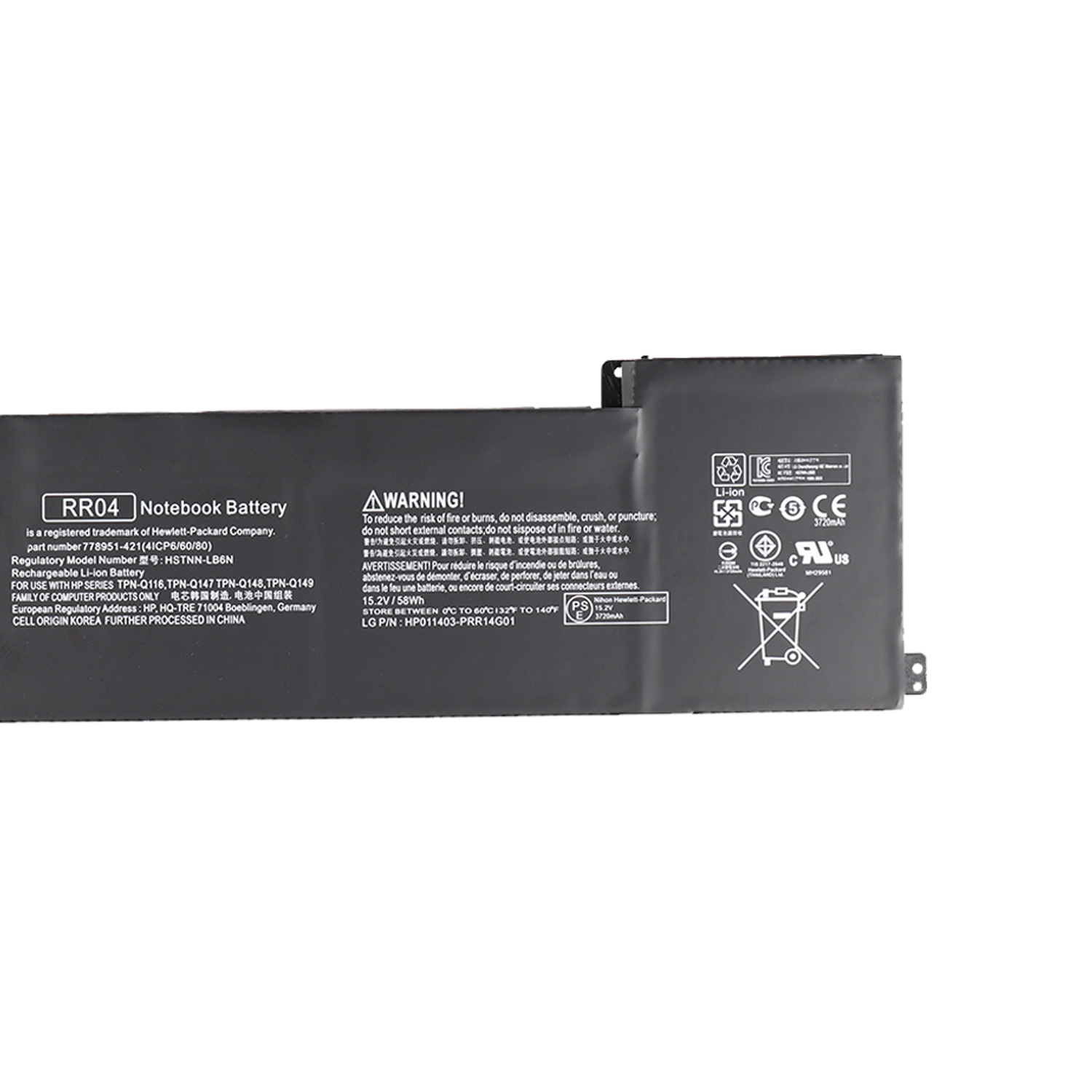 15.2V 58Wh RR04 Laptop Battery 