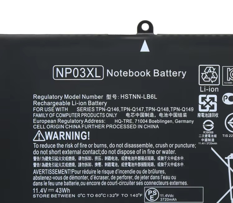 NP03XL TPN-Q146 HSTNN-LB6L TPN-Q147 TPN-Q148 TPN-Q149 Original Laptop Battery for HP Pavilion 13