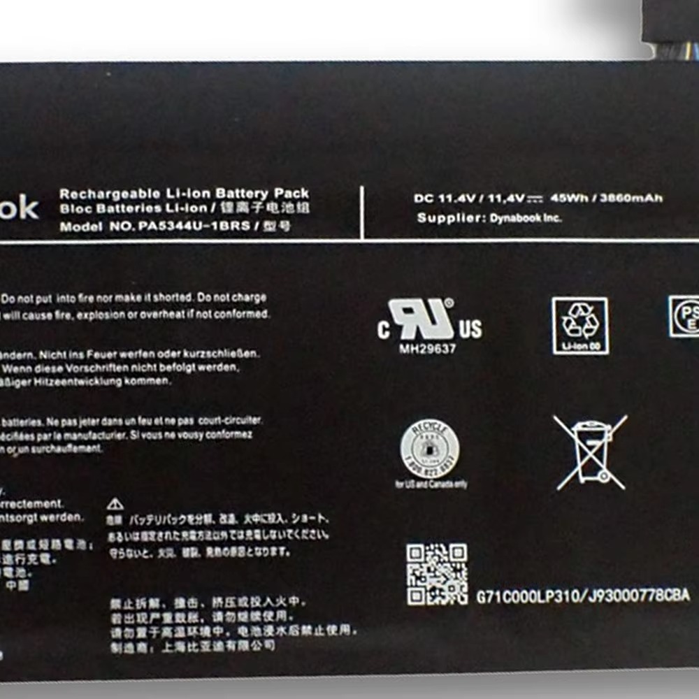 PA5344U-1BRS 3ICP6/60/80 Original Laptop Battery for Toshiba Dynabook BJ65/FS T4 T5 T7 X7 P1-X7MP P2-T5LP 