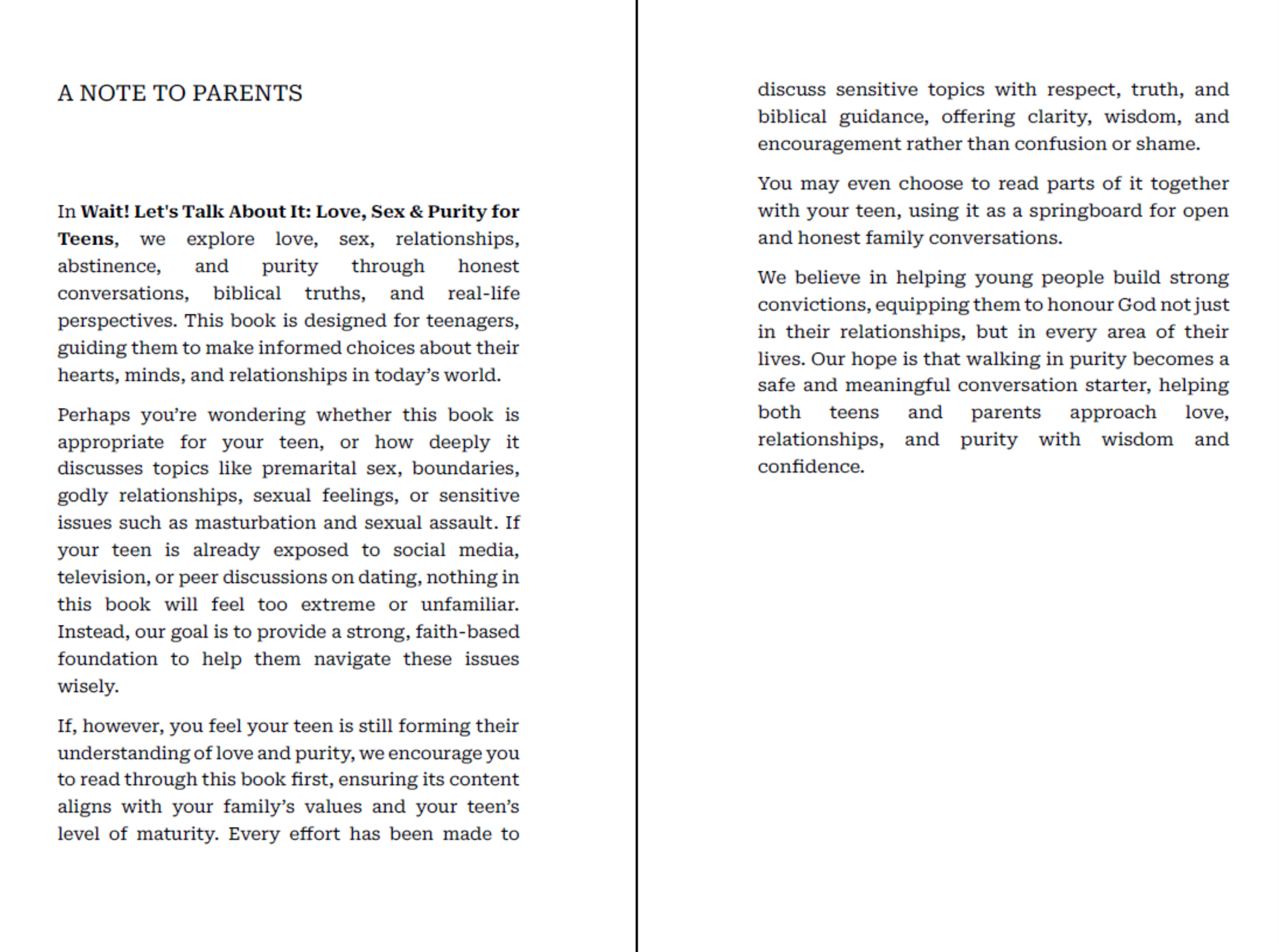 Wait! Let's Talk About It: Love, Sex & Purity for Teens   (eBook)