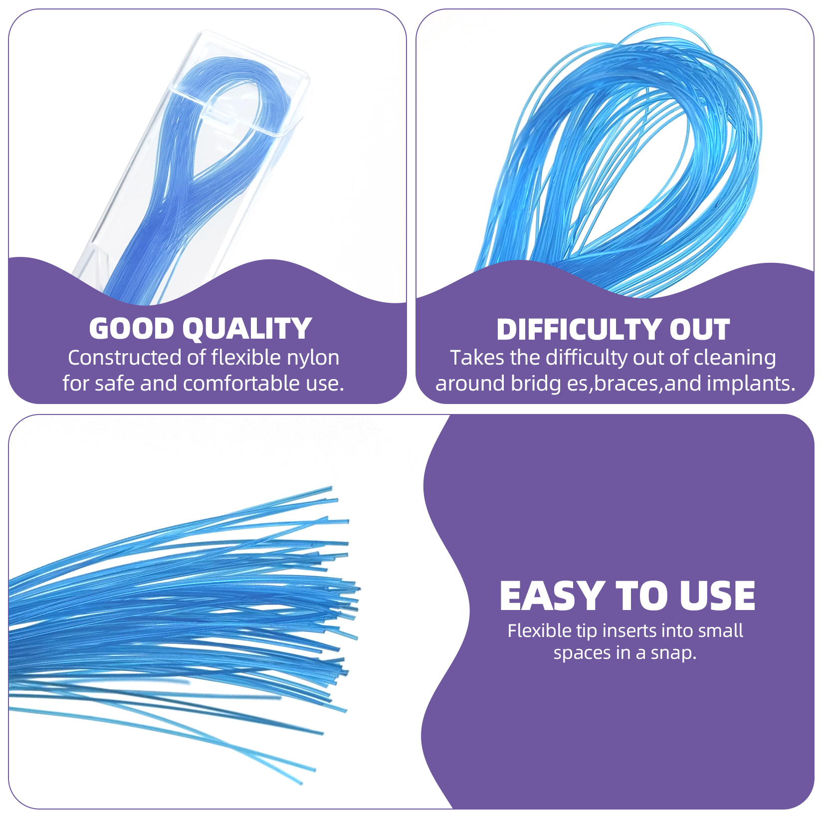 Floss Threaders,Deep Clean Floss for Braces,Bridges,Implants with Portable Travel Case,420 Count (6-Pack)