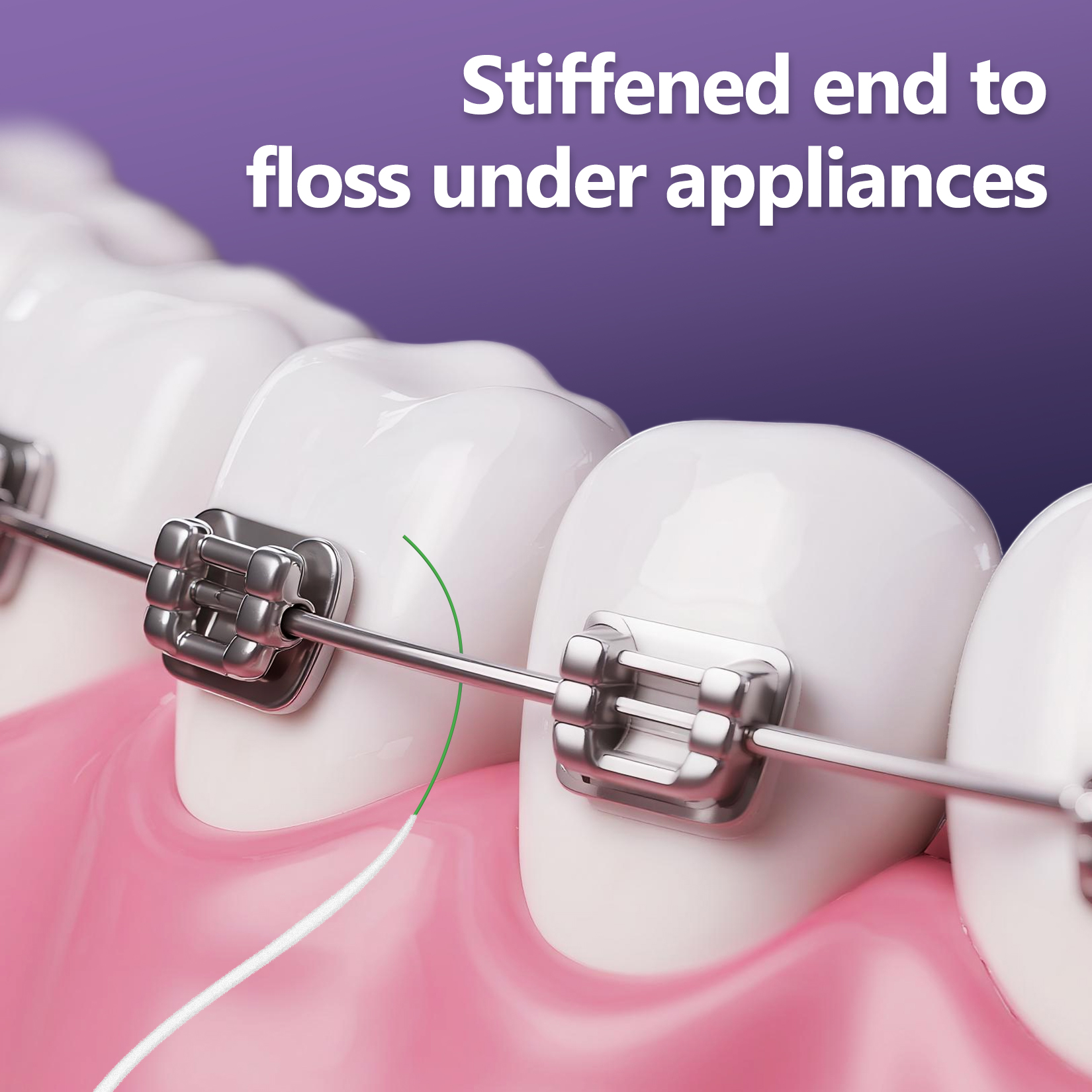 Dental Floss for Braces, 3-in-1 Dental Floss for Bridges, Implants, Deep Cleaning 70 Pre-Cut Strands (Pack of 2)