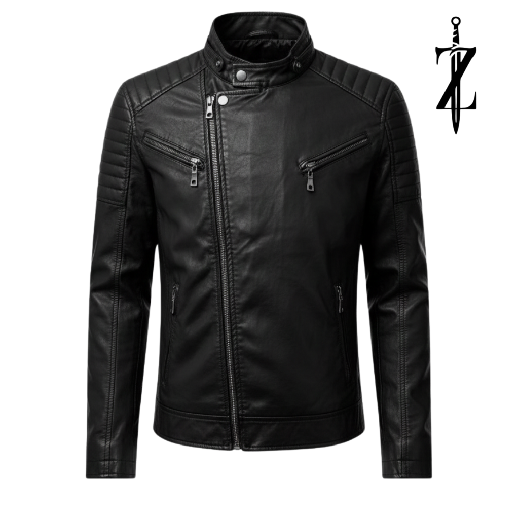 Ztallion Black Leather Biker Jacket 