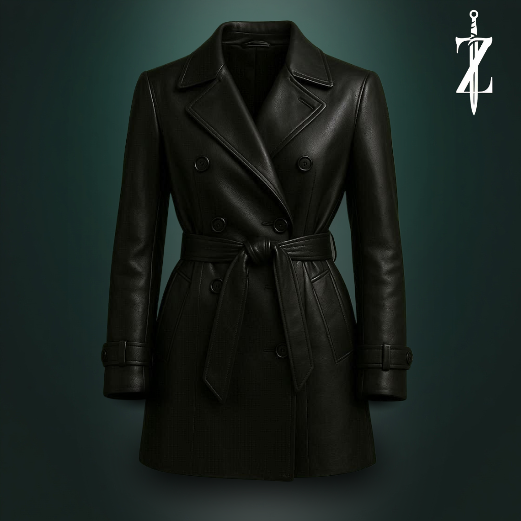 Black Leather Trench Coat