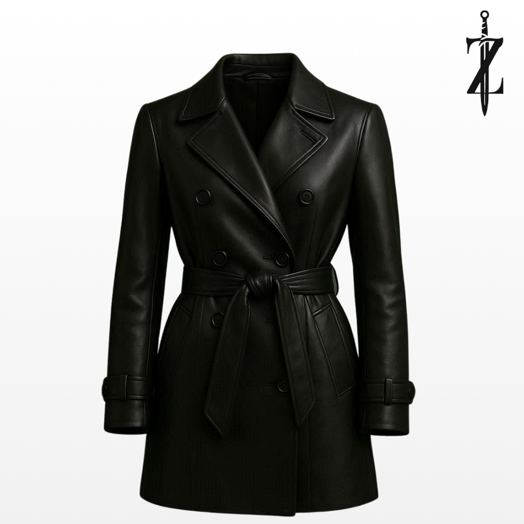 Black Leather Trench Coat