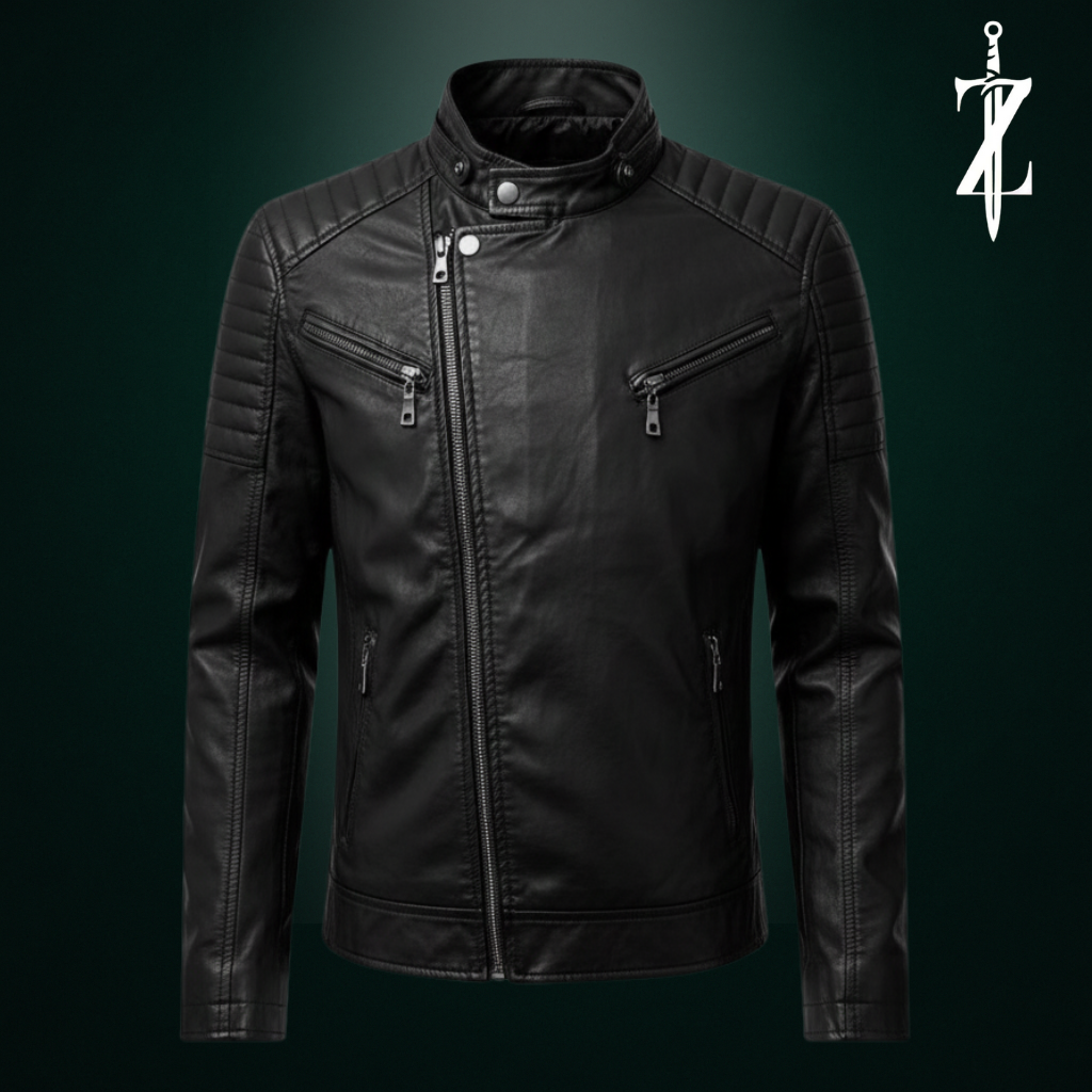 Ztallion Black Leather Biker Jacket 