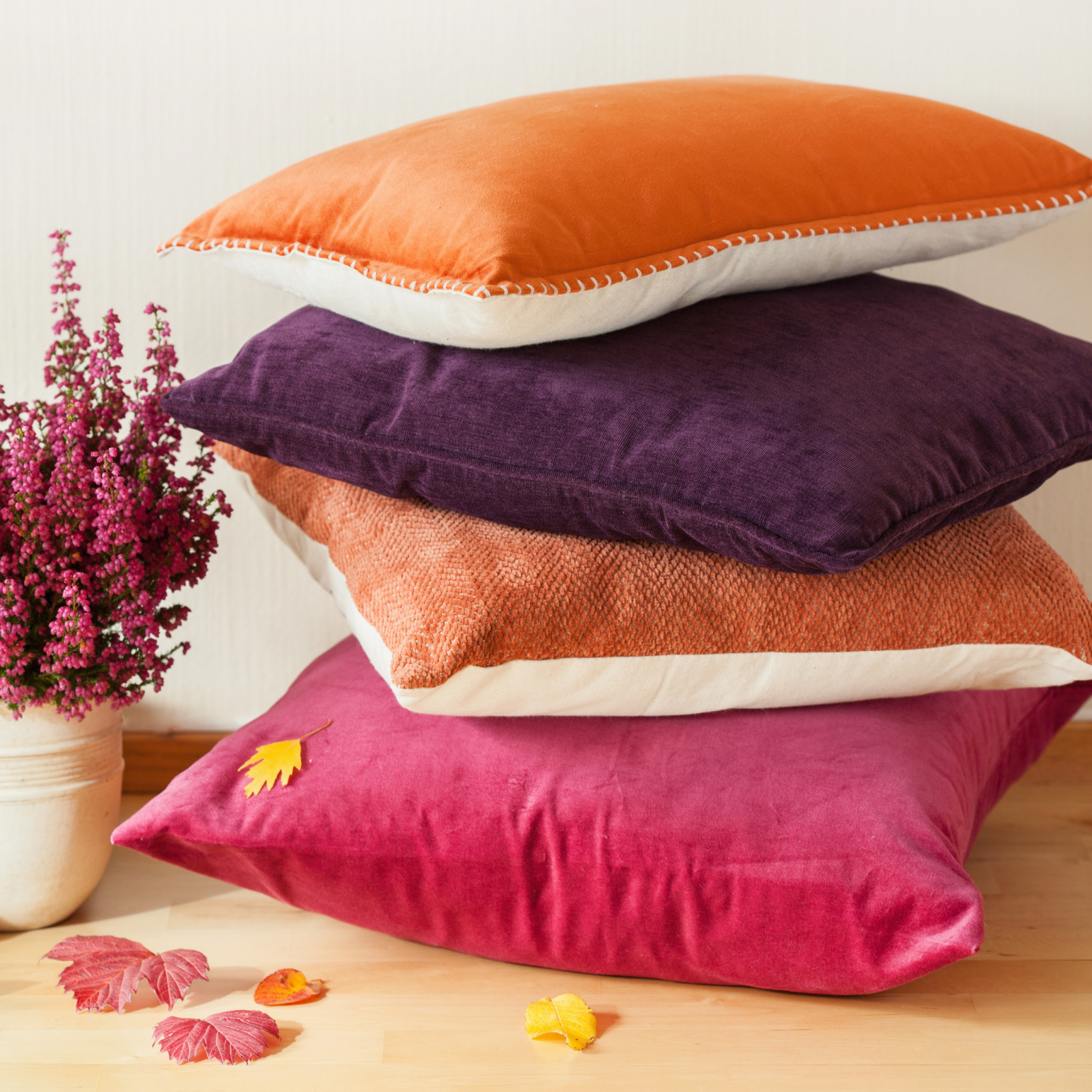 Set of Colorful Velvet Throw Pillows