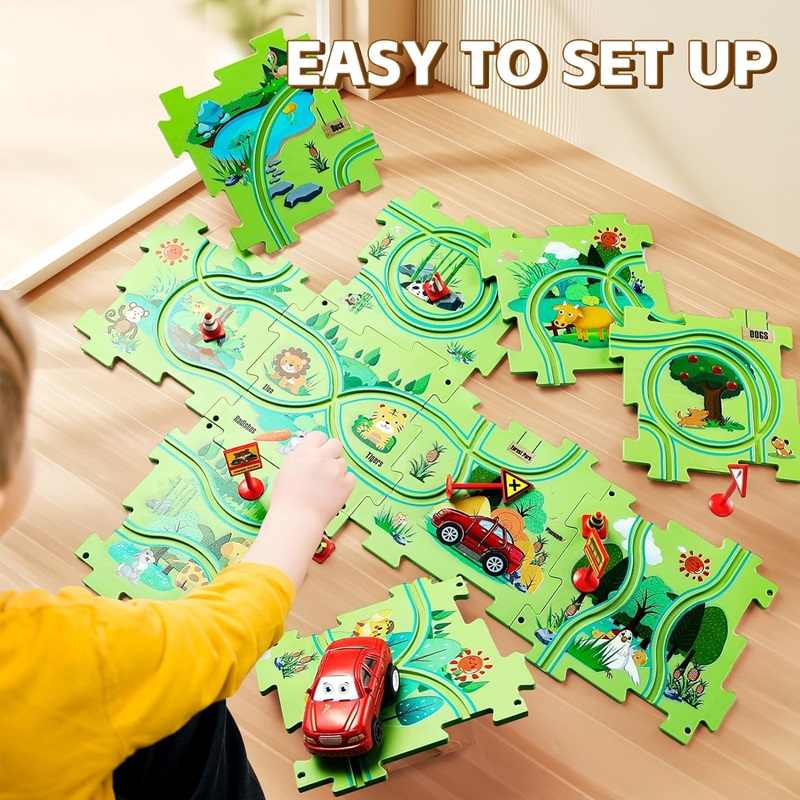 Kids Puzzle Car Track Playset