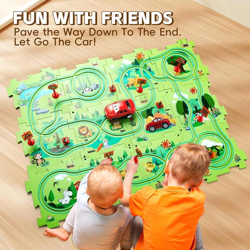 Kids Puzzle Car Track Playset