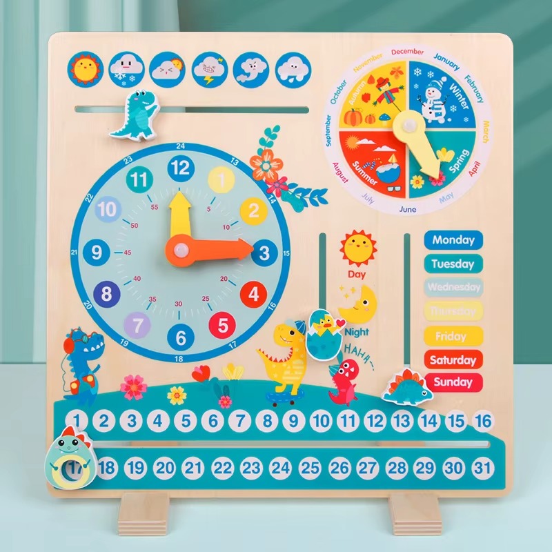 Children's Wooden Learning Calendar Clock