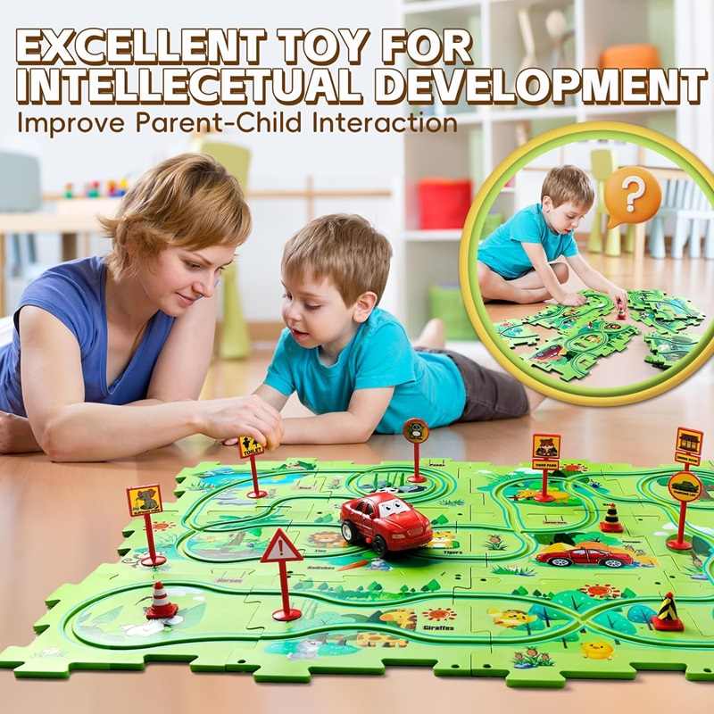 Kids Puzzle Car Track Playset