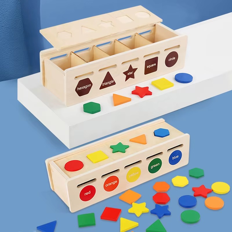 Wooden Shape and Color Sorting Box