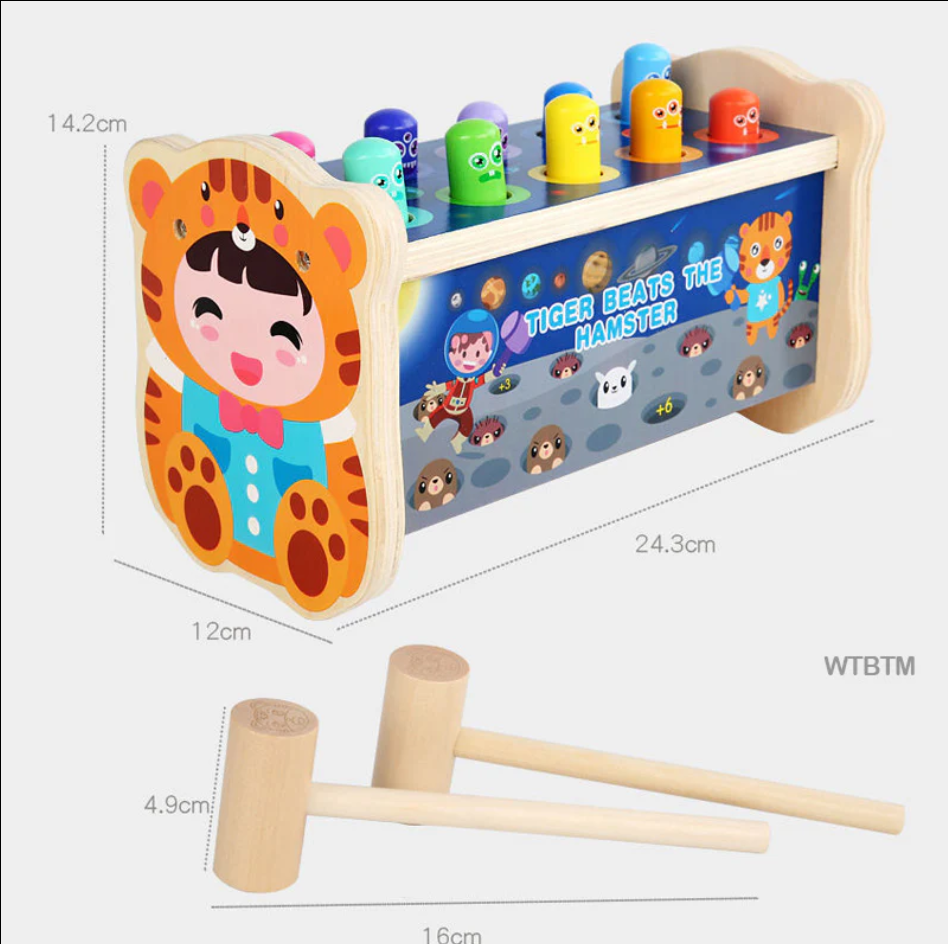 Tiger Beats the Hamster Wooden Whack-a-Mole Game