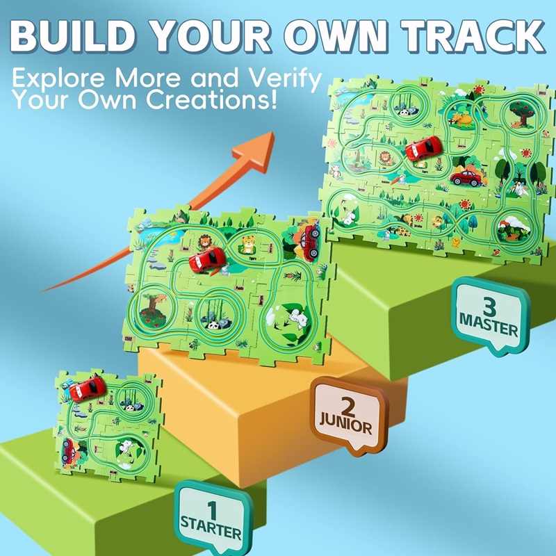 Kids Puzzle Car Track Playset