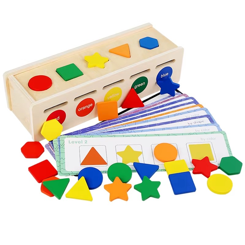 Wooden Shape and Color Sorting Box