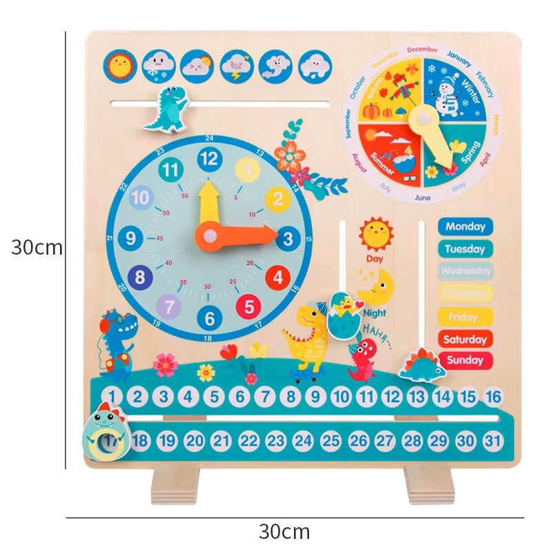 Children's Wooden Learning Calendar Clock