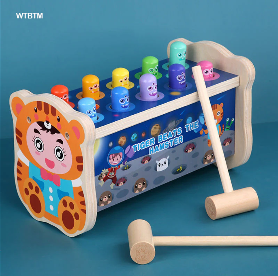 Tiger Beats the Hamster Wooden Whack-a-Mole Game