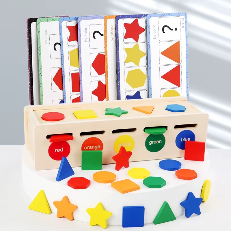 Wooden Shape and Color Sorting Box