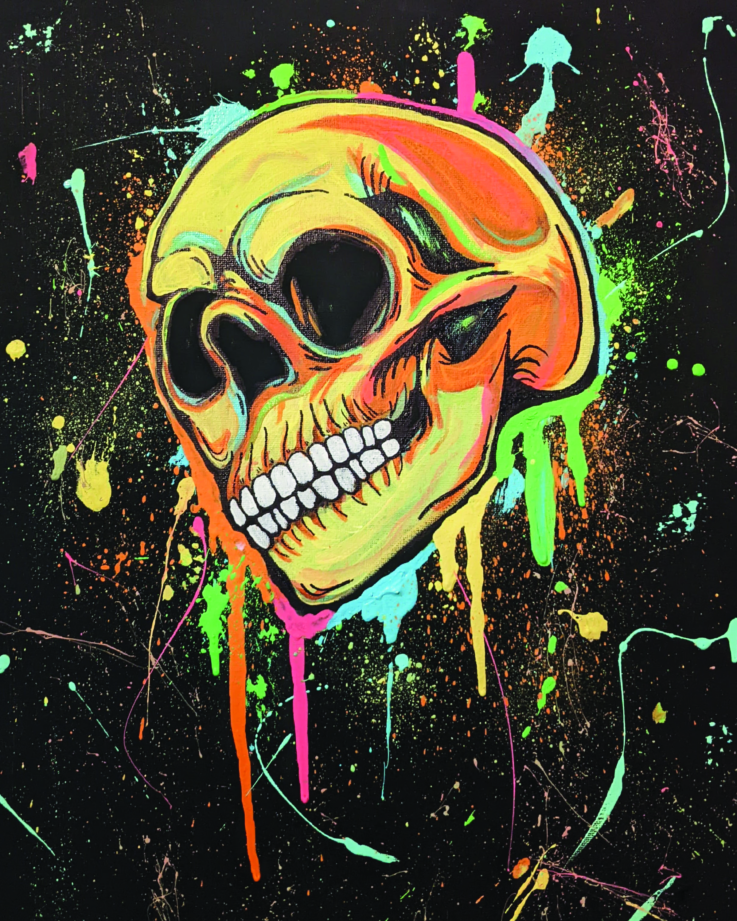 Neon Skull Art Print
