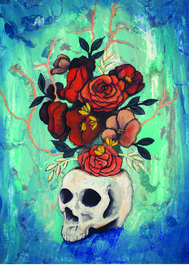 Skull and Roses Art Print