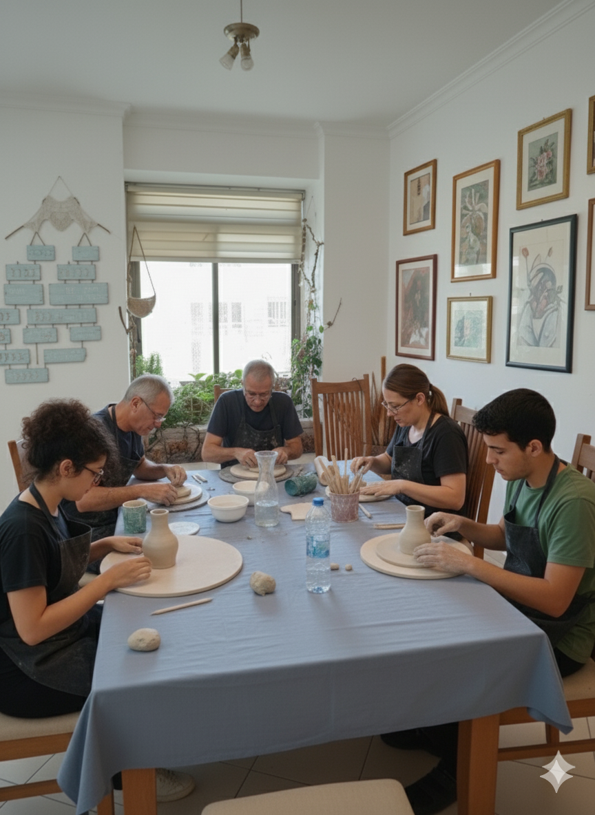 סדנה קרמיקה - חמישה משתתפים