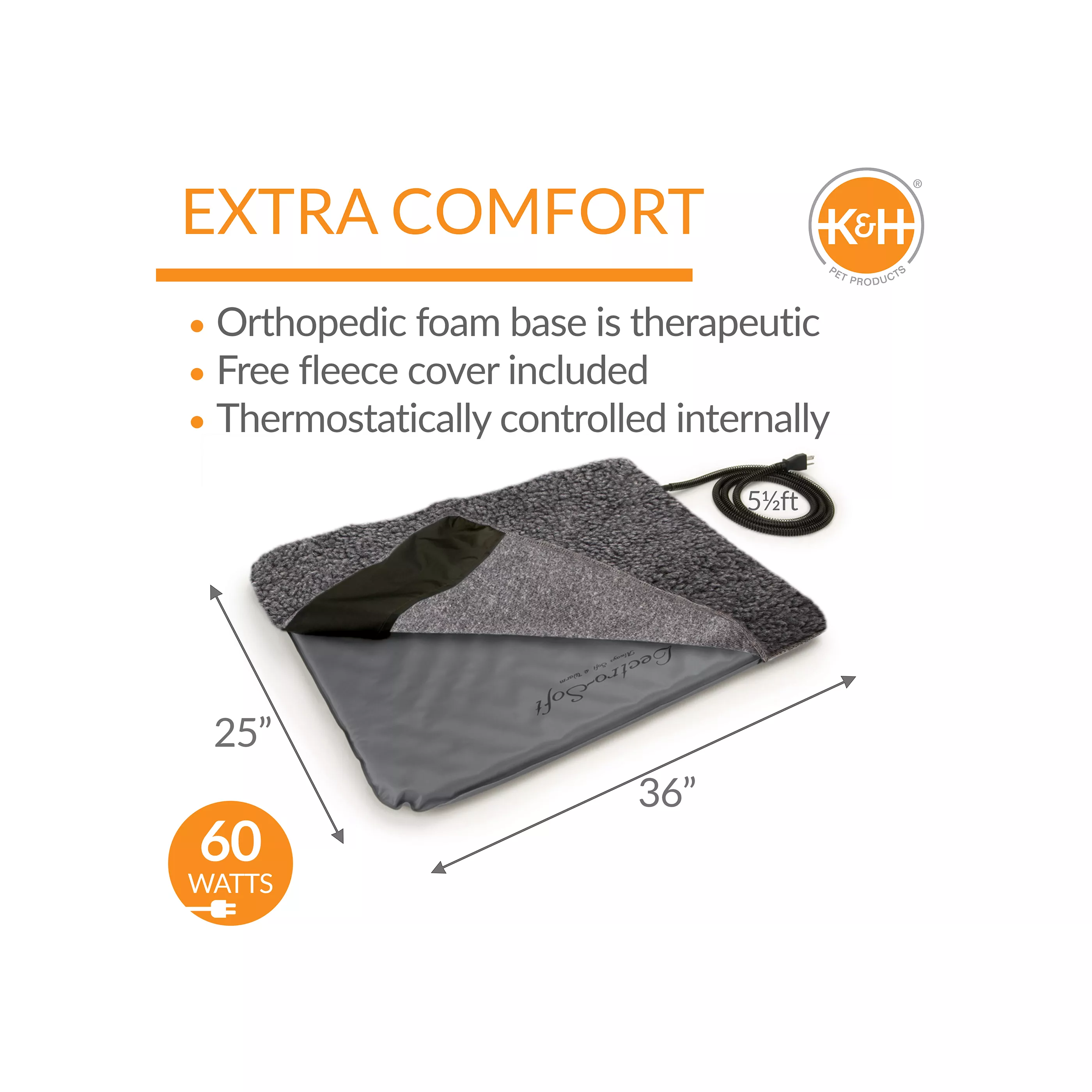 Lectro-Soft Outdoor Heated Dog & Cat Bed Gray