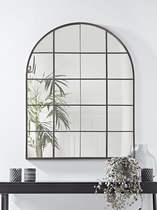 BLACK ARCHED WINDOW MIRROR