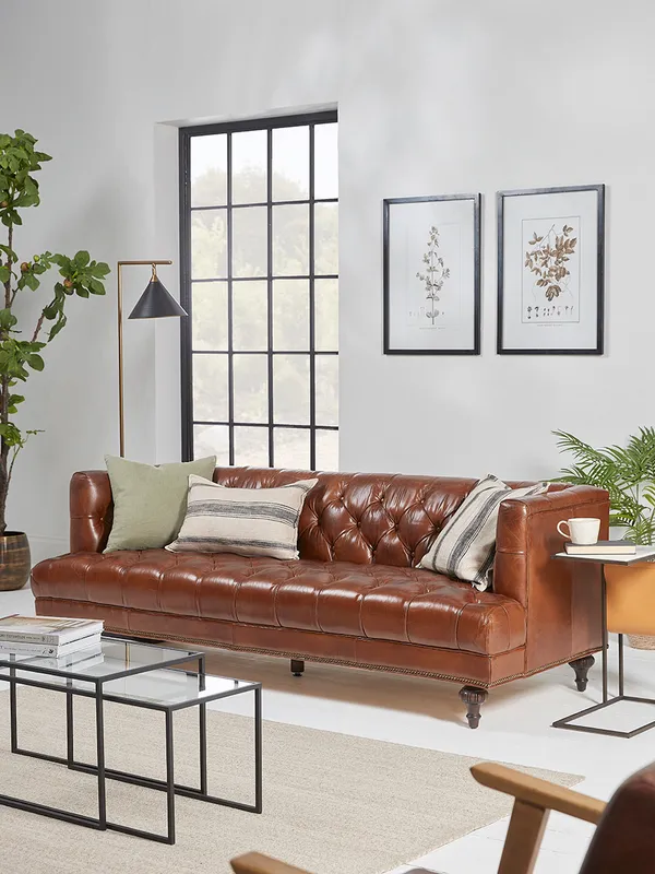 TAN LEATHER SOFA