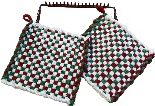 Handwoven Holiday Pot Holders, Set of 2