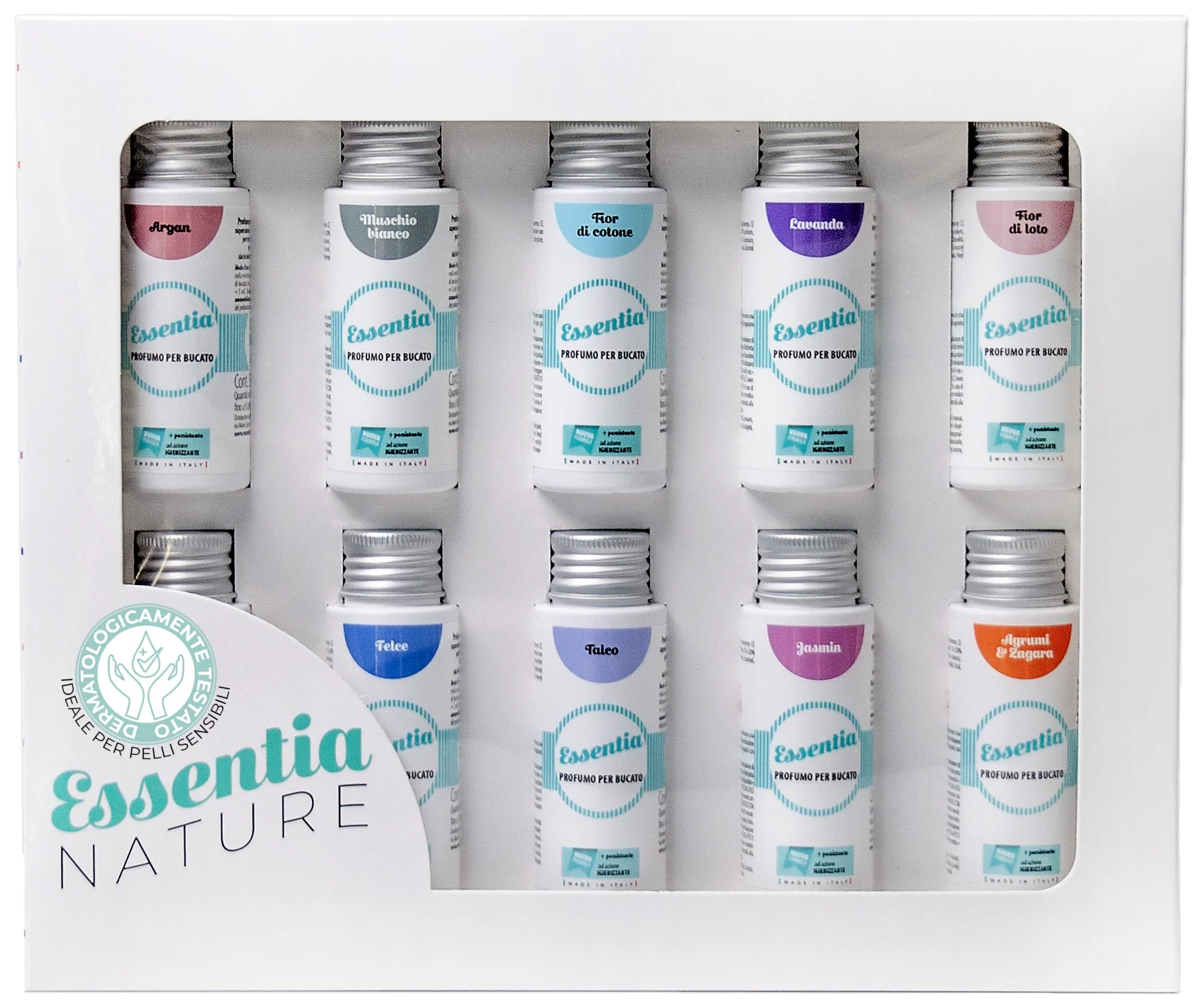 Vaskeromsparfyme - Gaveeske med 10 dufter - 50 ml flasker