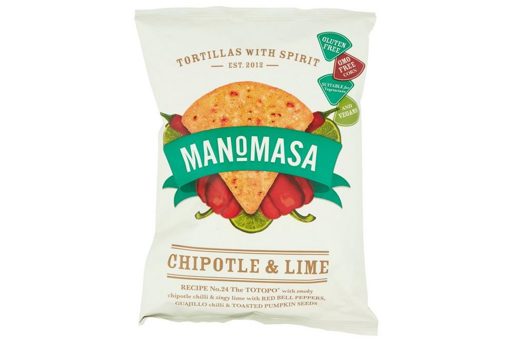 Manomasa Chipotle & Lime Tortilla Chips 16x40g