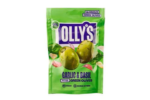 Olly’s Olives Basil & Garlic Green Halkidiki Olives 12x50g