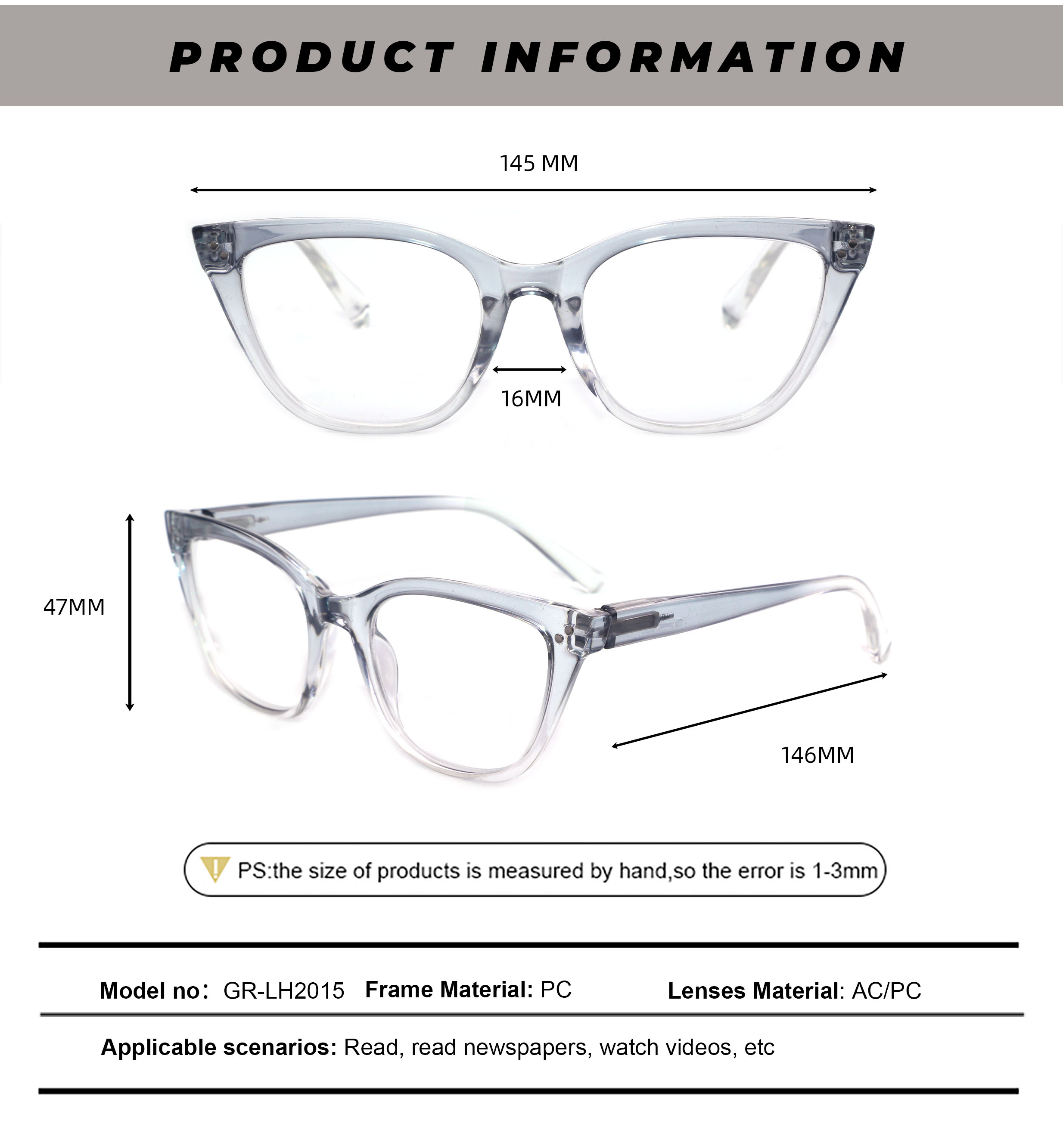 Transparent Cat-Eye Glasses