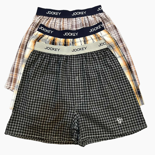 Jockey Men's Premium Woven Cotton Boxers – Pack of 3 (Color May Vary)